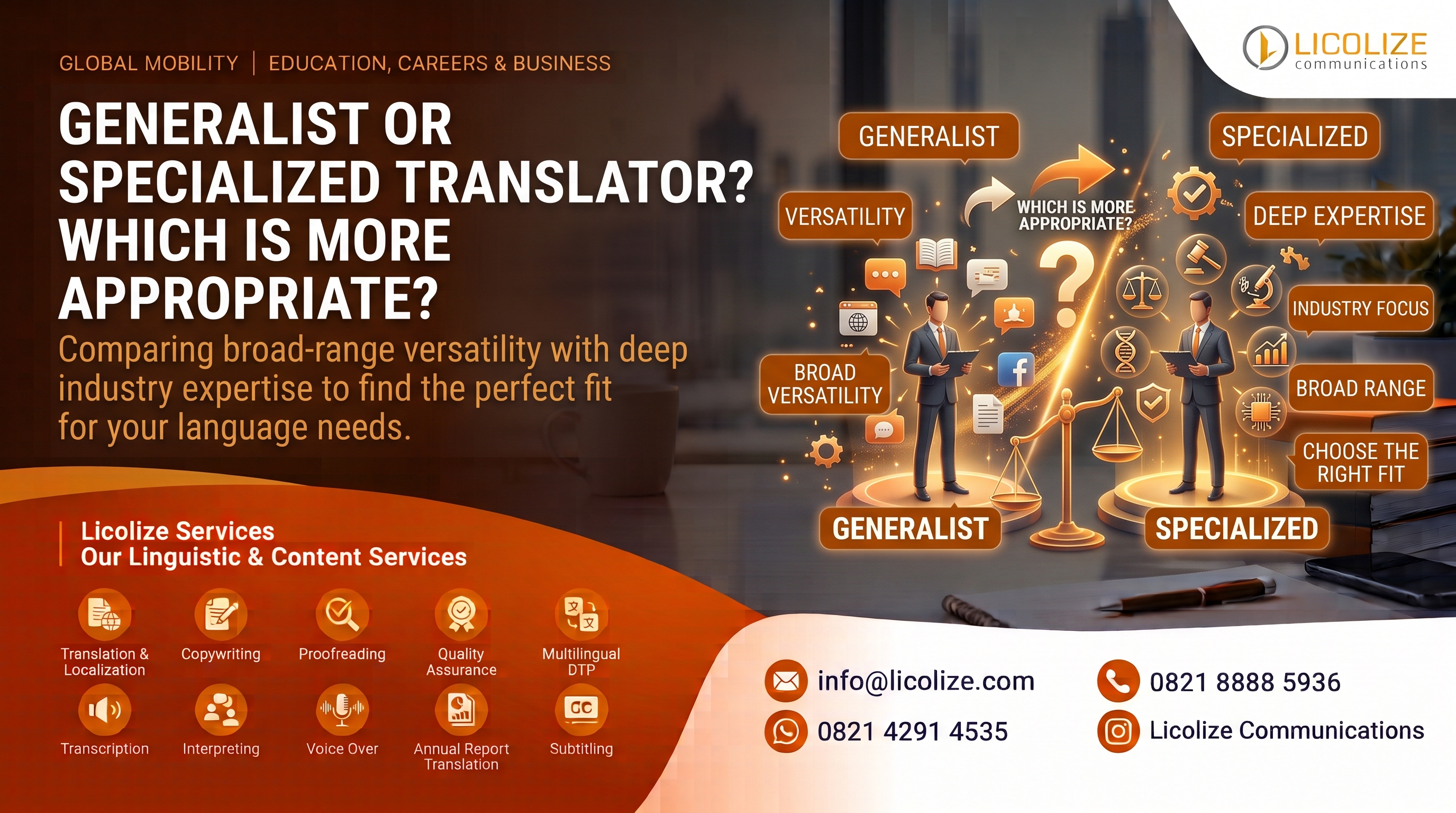 Generalist or Specialized Translator? Which Is More Appropriate?